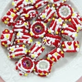 Handmade Christmas glass beads with floral and heart patterns for DIY jewelry making - Mixed Red White Cream Yellow Dots