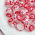 Perles de Noël en acrylique DIY avec motifs rouges et blancs pour bijoux faits main - Perle Transparente Crème Rouge Blanche Yeah