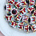 Handmade red lampwork beads with colorful polka dots and wave patterns for DIY jewelry - Black Bead with Red White Cream and Yellow Green Dots