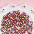 Cuentas de Navidad de vidrio hechas a mano con patrones pintados para creación de joyas - Vendido por unidad / Cuenta Transparente con Crema Rojo Verde Amarillo Estrella Amarilla y Árbol Verde