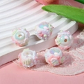Handcrafted aesthetic floral resin beads for DIY jewelry and phone chain accessories - Price per Piece / White Cream And Pink Flower And Purple Green Blue Pink Arrow And Green Stripe
