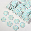Detailed view of colorful acrylic mahjong poker chip beads for DIY jewelry making - Sky Blue