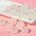 Irisierende Schmetterlingsperlen und Harzschmuckzubehör auf rosa Hintergrund - Transparente Perle + Weiße Creme + Schmetterling