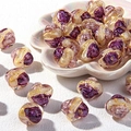 Perline a fiore in vetro viola con glitter dorati per gioielli fai-da-te e artigianato - Fiore di Prugno Viola Oro