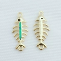 Colgante de espina de pescado dorado con incrustación verde y anillos de conexión DIY - Oro + Opalo Verde (Solo Conector)