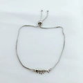 Pulsera de plata con ópalo de espina de pescado y cierre ajustable deslizante - Pulsera Ajustable de Ópalo Blanco de Platino