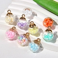 Colorful glass ball pendants with foam bead filling and gold caps for DIY jewelry making - Multicolor
