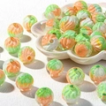 DIY acrylic beads with oil painting texture in green and orange candy colors - Price per Piece / White Orange Green