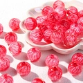 Vibrant red acrylic round bead with radial texture for DIY jewelry and phone chains - Price per Piece / Red White