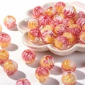 Artistic oil painting style acrylic round beads with pink and gold wavy texture for DIY chains - Price per Piece / White Orange Red