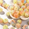 DIY phone chain variant with round orange and yellow oil painting style acrylic beads - Price per Piece / Yellow Orange Gray