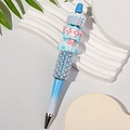 DIY beaded ballpoint pen with blue gradient body, white pearls, rhinestones and LOVE bead - Gradient Blue