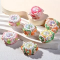 DIY colorful floral resin beads with 3D flower and heart relief for jewelry making - Mixed Style