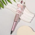 DIY beadable pen featuring pink cupcake charms and elegant pearl rhinestone detailing - Champagne Pink