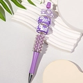 Elegant lavender purple DIY beaded ballpoint pen with white pearls and sparkling rhinestones - Purple