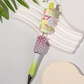 DIY beadable pen with green gradient glitter finish and cute dessert-style charms - Gradient Grass Green