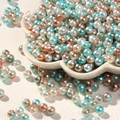 Perles de faux perles ABS 6mm pour bracelets DIY et création de bijoux artisanaux - 50g par paquet (env. 550 pcs) / Champagne + Bleu