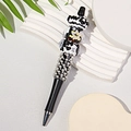 Creative DIY beaded pen with black, white, and yellow accents and star pendant - Cool Black