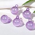 Five purple 15mm iridescent bubble glass beads with loops for DIY jewelry making - Purple