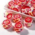 Handmade red heart cream-style DIY beads for jewelry making and phone charms - Clear Bead + Red Edge Cream + Yellow Heart