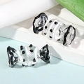 Cuentas transparentes con lunares en forma de caramelo para joyería DIY - Negro+Blanco