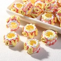 Pink and yellow oil-painted cream cake beads with LOVE text for DIY jewelry making - Clear Yellow Bead + Pink Yellow Cream + LOVE