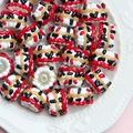 DIY Christmas beads with red wave edges and champagne gold accents for jewelry making - Transparent Bead White Cream Red Black Lines