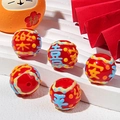Perle in ceramica rossa fai-da-te con caratteri cinesi e motivi a onde dipinti - Rosso (Stile Pace e Gioia)