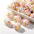 DIY colorful cream-style mixed beads including stars and flowers in pink and yellow - White Bead Rose Cream + Yellow Heart + Yellow Flower