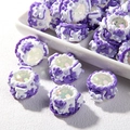 Hand-painted purple and creamy white oil relief DIY beads with iridescent core charm - Clear Bead + Purple White Cream