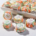 DIY colorful resin craft beads set with Nice text floral and heart shapes for phone chains - Orange White Cream with Nice and Green Heart