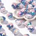 Iriseerde aurora bloemkralen met AB-coating voor DIY-sieraden op wit bordje - Donkerblauw Wit Vijfbladige Bloem
