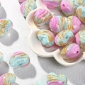 Roze en blauwe hartvormige kralen met goudfolie voor DIY-telefoonkettingen in schilderstijl - Blauw Goud Roze Hart Kraal