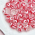Perles transparentes à motifs de cœur rouge et blanc pour bijoux de Noël DIY - Perle Transparente Crème Rouge Blanche Cœur Rouge