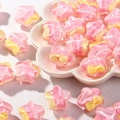 Cuentas de estrella estilo pintura al óleo rosa y amarillo para joyas y cadenas - Champaña + Rosa