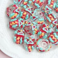 Perles en acrylique peintes à la main avec motifs colorés pour bijoux DIY - Perle Transparente Nœud Rouge Vert