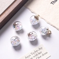 Crystal glass ball pendant with colorful heart sequins and golden metal clasp for DIY - White