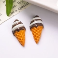 Macro shot of 2 resin ice cream cones for DIY crafts on a minimalist white backdrop - Coffee Stripe Style / 1.7x2.7cm