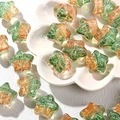 Cuentas de vidrio en forma de estrella verde y oro para cadenas de móvil DIY - Verde Esmaltado + Naranja