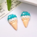 Macro detail of glossy resin ice cream cone charms for DIY handmade crafts and jewelry - Blue & Pink / 1.7x2.7cm