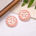 Detailed view of pink resin biscuit charms with realistic texture for DIY crafts - Sold by Piece / Pink Scallion Flavor