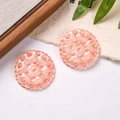 Macro shot of two pink resin cookies with wavy edges and textured details for DIY crafts - Sold by Piece / Pink Transparent Jam Flavor
