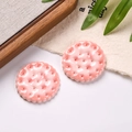 Detailed macro view of two pink resin biscuit charms with glossy finish for DIY crafts - Sold by Piece / Strawberry Flavor Biscuit