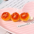 Cute Japanese style hair clip featuring three realistic resin mini bread models - Caramel Bread Roll