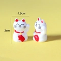 Miniature resin fortune cat figurine pair for micro landscape, 2cm height, white and red - Single Piece / White (Left Hand Raised)