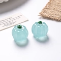 Perline di zucca in vetro blu cielo con gambo verde per creazione gioielli - Stile A / Blu Chiaro Luminoso