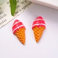 Pair of strawberry resin ice cream cone charms for DIY jewelry and shoe decoration - Rose Red Stripe / 1.7x2.7cm