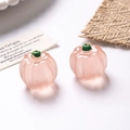 Perle citrouille rose lumineuse avec tige verte pour création de bijoux d'Halloween - Style A / Rose Clair Lumineux
