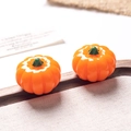 Lot de deux mini citrouilles orange en résine brillante pour décorations d'Halloween - Style B / Orange Citrouille