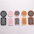Miniature resin checkerboard plate set with Good Life text for dollhouse DIY - Random Mix